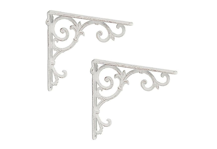 relaxdays Wandregalhalter 2er Set Regalwinkel antik, weiß günstig online kaufen