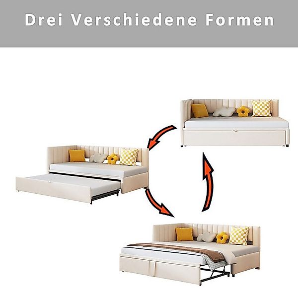 Merax Daybett, Polsterbett mit Ausziehbett,Schlafsofa mit Armlehne,90/180x2 günstig online kaufen