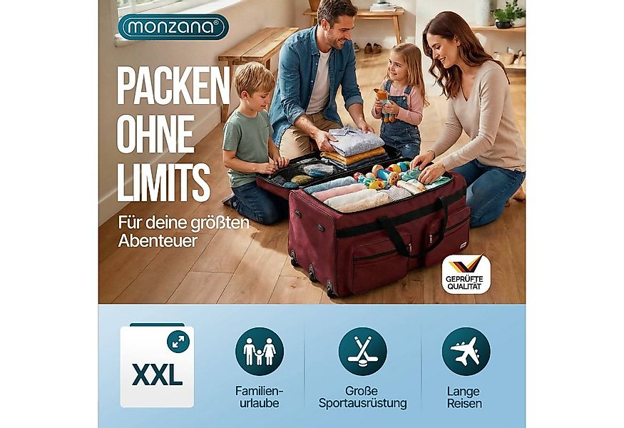 monzana Reisetasche (1-tlg), mit Rollen 160L Trolley Teleskopgriff Rot Groß günstig online kaufen
