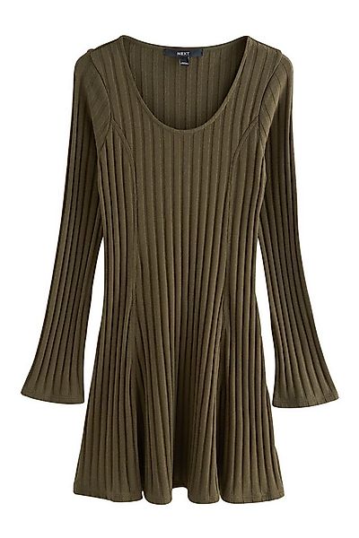 Next Minikleid Langärmeliges, geripptes Minikleid, U-Ausschnitt (1-tlg) günstig online kaufen