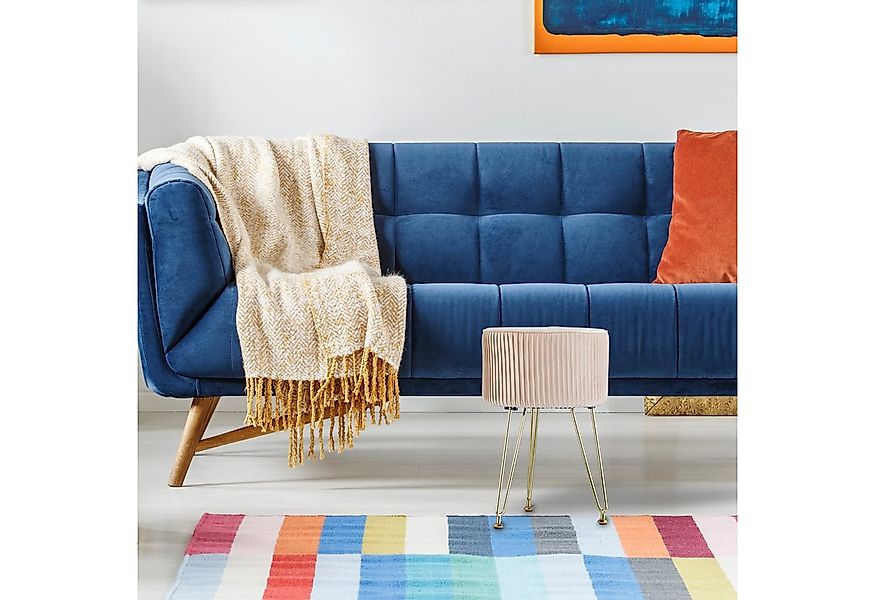 relaxdays Sitzhocker Samt Hocker mit Metallbeinen, grau günstig online kaufen