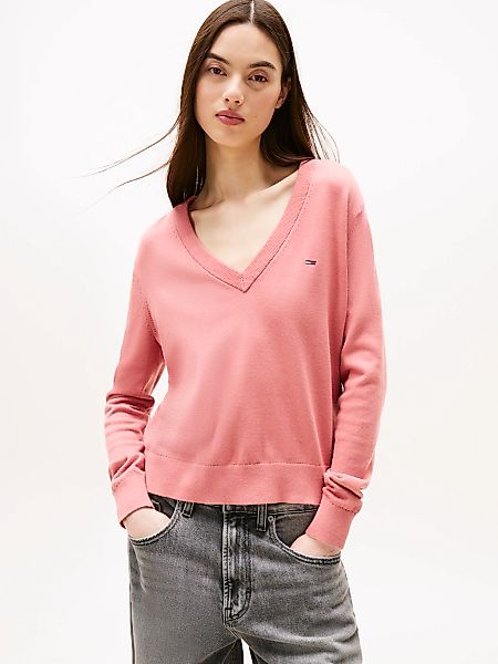 Tommy Jeans V-Ausschnitt-Pullover "TJW ESSENTIAL VNECK SWEATER EXT", mit Lo günstig online kaufen