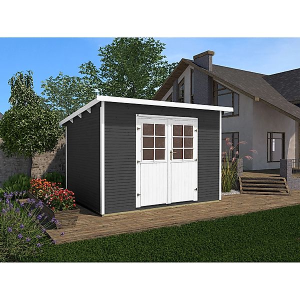 Weka Gartenhaus 219 Gr.2 28 mm Flachdach mit WwekaLine Anthrazit DT günstig online kaufen