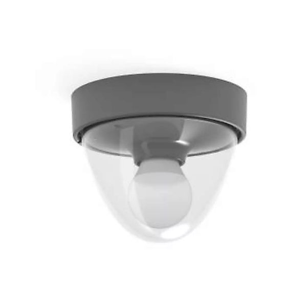 Kleine Deckenlampe Bad Ø18cm rund Grau IP44 E27 günstig online kaufen