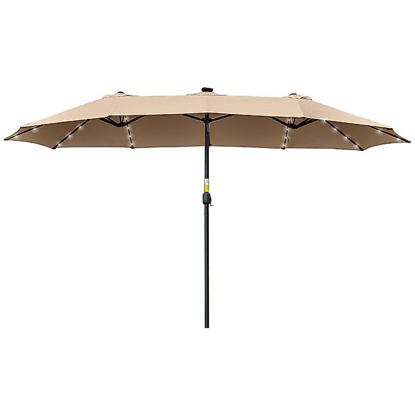 Outsunny Sonnenschirm 4,5m mit 48 Solar-LED-Lichtern, Doppel-Gartenschirm m günstig online kaufen