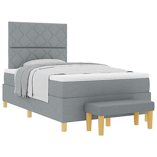 vidaXL Bett Boxspringbett mit Matratze & Bank Hellgrau 120x190 cm Stoff (2- günstig online kaufen