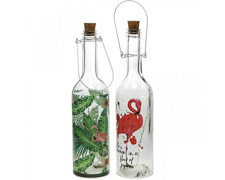 Viana Windlicht Deko-Flasche LED Flamingo 37,5cm Warmweiß 2er-Set Tischlamp günstig online kaufen