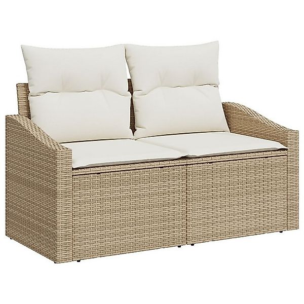 vidaXL Loungesofa 8-teiliges Garten Sofa Set mit Kissen Beige Poly Rattan n günstig online kaufen