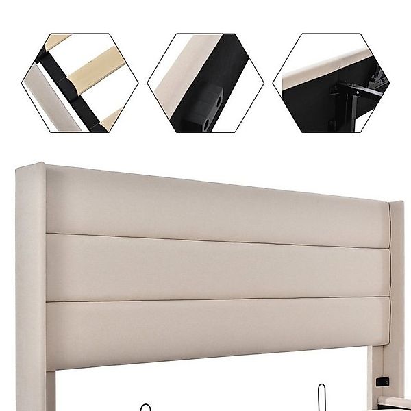 HAUSS SPOLE Polsterbett 180x200cm Hydraulisch Doppelbett mit Lattenrost, Le günstig online kaufen