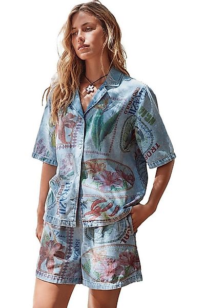 Next Jeanshemd Leichte Jeansbluse mit kurzen Ärmeln aus Baumwolle (1-tlg) günstig online kaufen