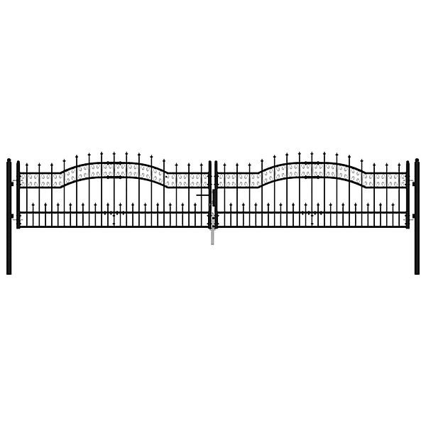 vidaXL Zauntor mit Speerspitze Schwarz 406 x 75 cm Pulverbeschichteter Stah günstig online kaufen
