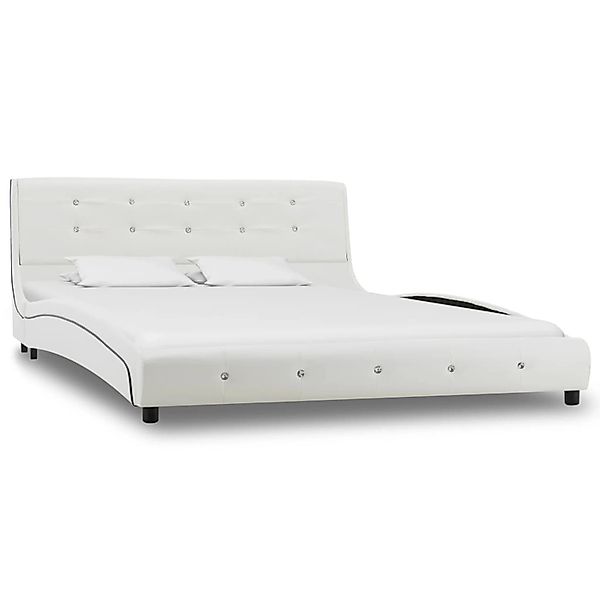 vidaXL Bett mit Memory-Schaum-Matratze Weiß Kunstleder 140x200 cm Modell 16 günstig online kaufen