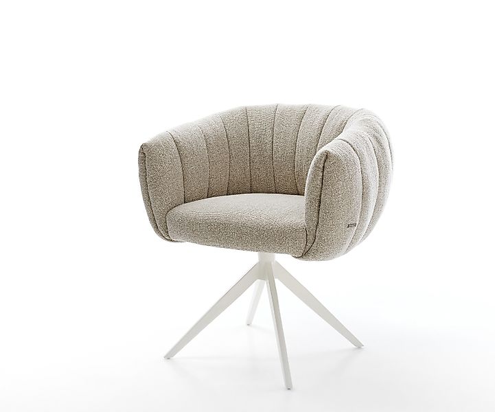 Drehstuhl Jada-Flex Webstoff Soft Beige Kreuzgestell breit Weiß 360° drehba günstig online kaufen