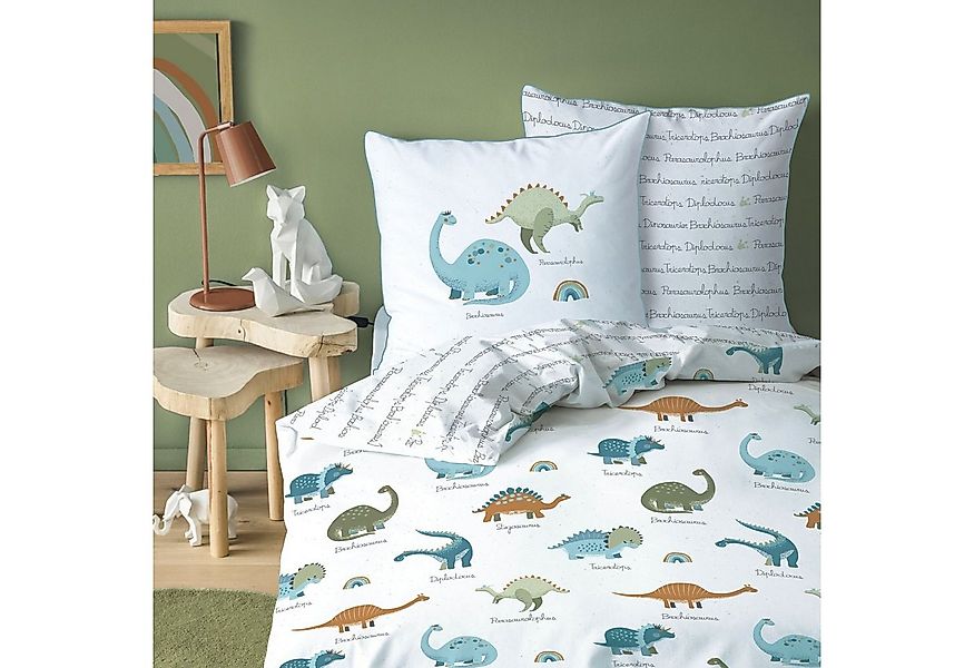 MTOnlinehandel Bettwäsche Dinosaurier Dino Tiere 135x200 + 80x80 cm, 100 % günstig online kaufen