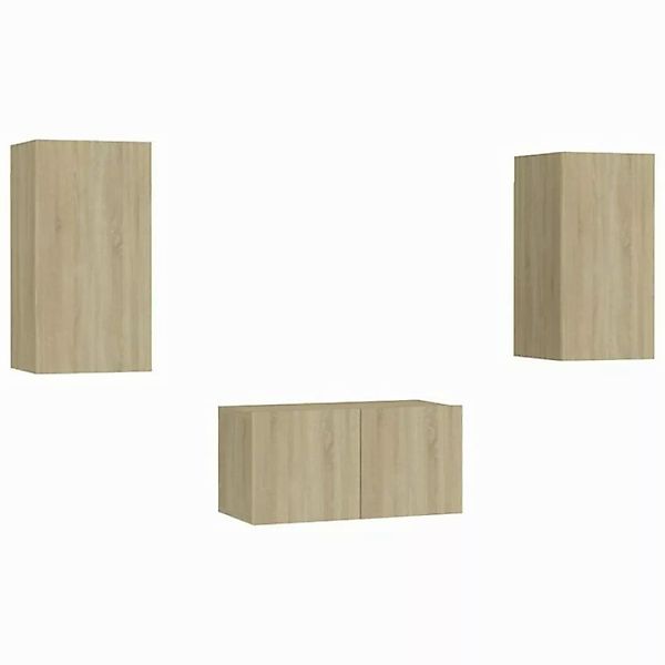 furnicato TV-Schrank 3-tlg. TV-Schrank-Set Sonoma-Eiche Holzwerkstoff (1-St günstig online kaufen