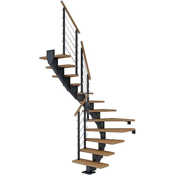 Dolle Mittelholmtreppe Hamburg Eiche Anthrazit GH bis 301 cm 1/2 Gewendelt günstig online kaufen