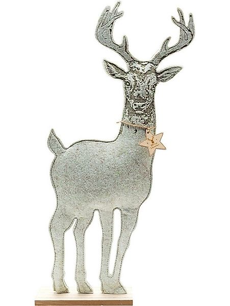 Trend Line Dekofigur TrendLine Deko Holz Rentier 60 x 5 x 20 cm grau günstig online kaufen