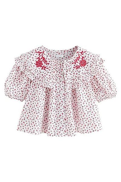 Next Kurzarmbluse Bluse mit besticktem Kragen günstig online kaufen