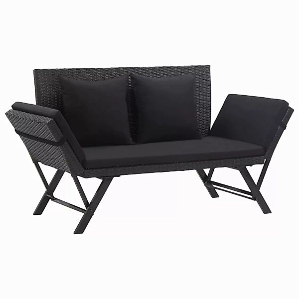 Gartenbank Mit Auflagen 176 Cm Schwarz Poly Rattan günstig online kaufen