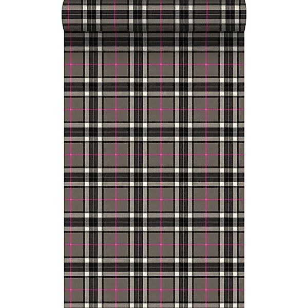 Origin Luxury Wallcoverings Tapete Karomuster Dunkelgrau Und Rosa 53 Cm X 1 günstig online kaufen