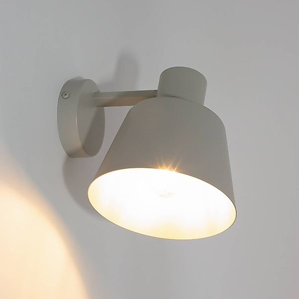 Wandleuchte Dunka, taupe,1-flammig, Stahl, E27, Höhe 17 cm günstig online kaufen