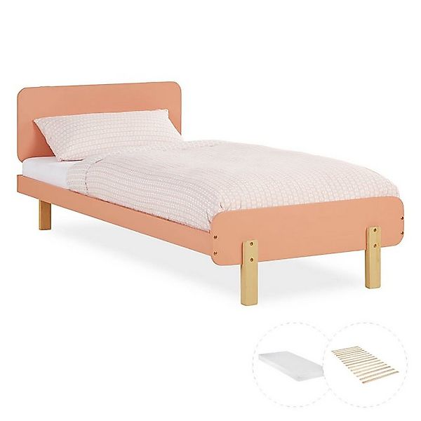 Homestyle4u Kinderbett 90x200 mit Lattenrost und Matratze in Rot 2806 günstig online kaufen