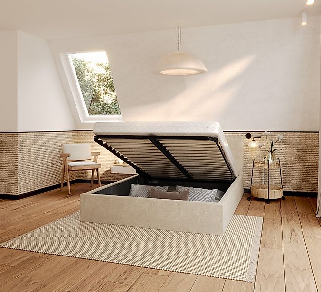 thematys Polsterbett Bett Stauraumbett aus Velours, 120x200, 140x200, 160x2 günstig online kaufen