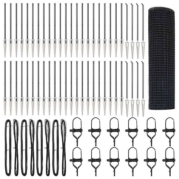 vidaXL Zaunpfosten Grau 100 x 0,8 m 16 x 16 mm Netz Stahl und PVC 3352260 günstig online kaufen