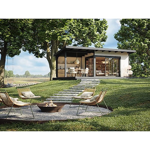 Palmako Gartenhaus Andrea Slide Plus 693 x 300 cm Hellgrau-Anthrazit FSC® günstig online kaufen