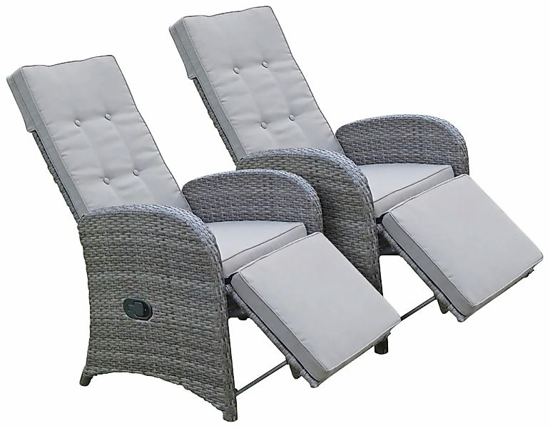 Garden Pleasure Loungesessel "SALERNO" Set, 2 Stk. tlg. Polyrattan, verstel günstig online kaufen