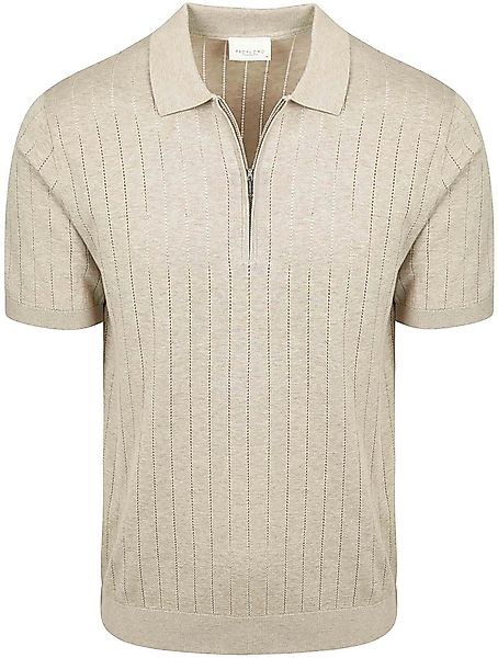 Profuomo Knitted Half Zip Poloshirt Dropneedle Beige - Größe S günstig online kaufen