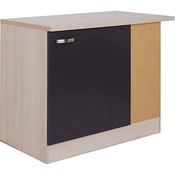 Optifit Küchen-Eck-Unterschrank Faro220 100 x 84,8 x 60 cm Anthrazit Akazie günstig online kaufen