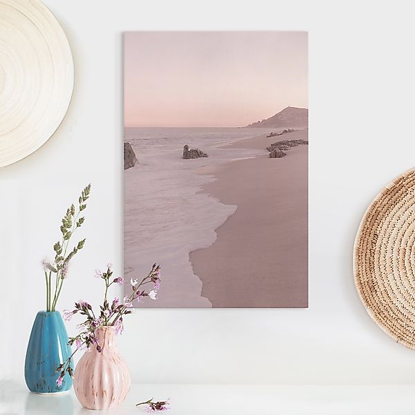 Leinwandbild Roségoldener Strand günstig online kaufen