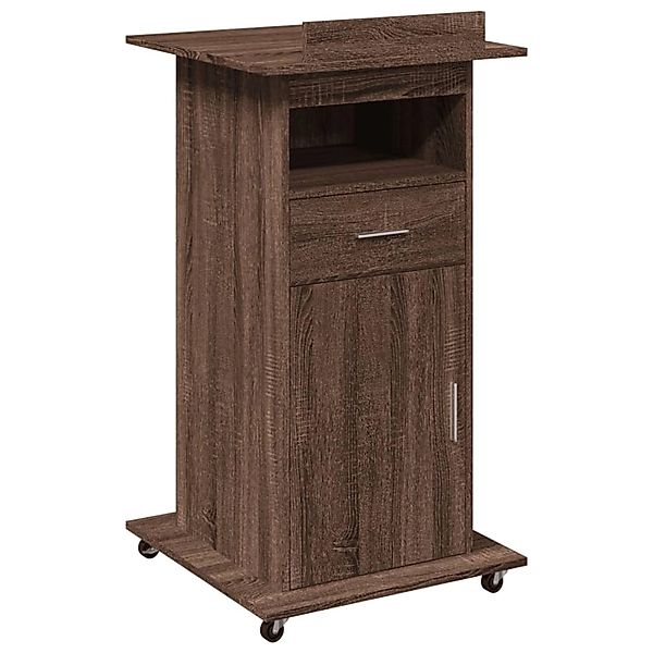 vidaXL Rednerpult mit Rollen & Schublade Braun Eiche-Optik 55x55x107cm 8480 günstig online kaufen