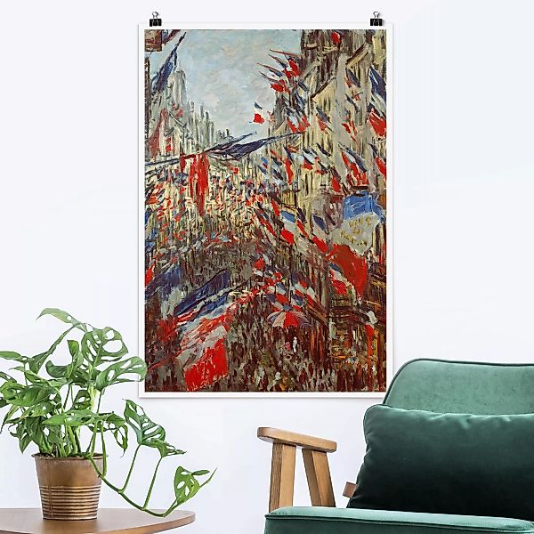 Poster Kunstdruck - Hochformat Claude Monet - Straße im Flaggenschmuck günstig online kaufen