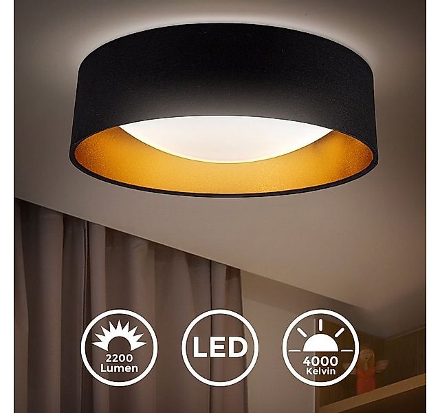 B.K.Licht Deckenleuchte LED Design-Deckenlampe rund 40x11cm Stoff Lampensch günstig online kaufen