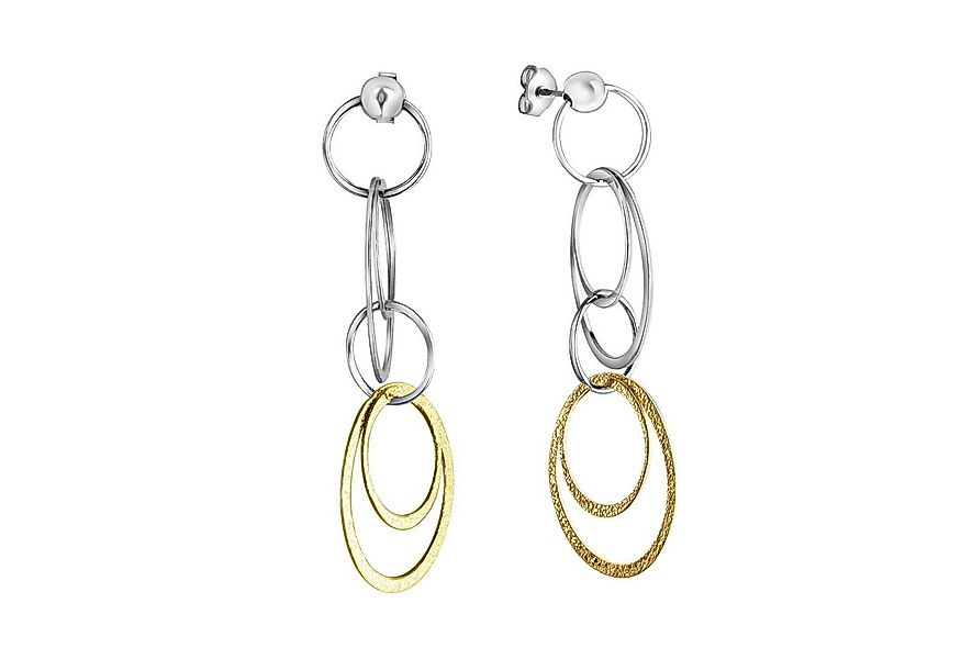 CELESTA Paar Ohrhänger Silber 925 zweifarbig glanz / diamantiert 60mm lang günstig online kaufen