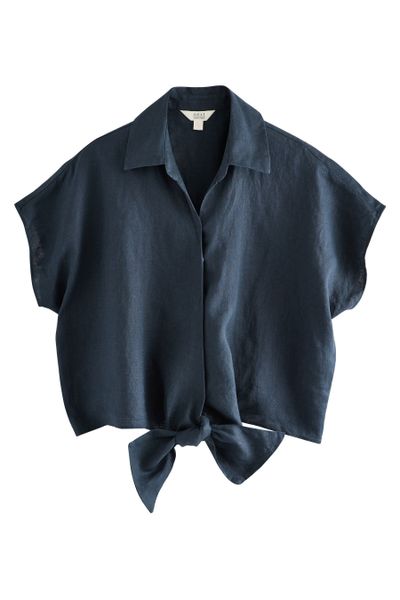 Next Kurzarmhemd Kurzarm-Bluse mit Knotendesign vorne günstig online kaufen