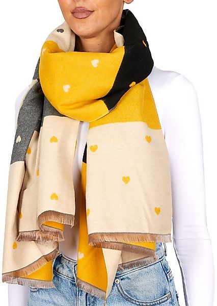 BRUBAKER Schal Cashmirillo Damen Schal mit Herz Muster - 70 x 200 cm, (Weic günstig online kaufen