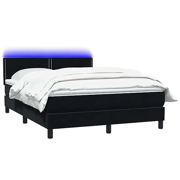 vidaXL Boxspringbett mit Matratze & LED Schwarz 160x220 cm Samt 3316841 günstig online kaufen
