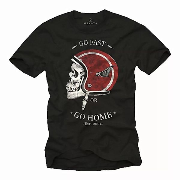 MAKAYA Print-Shirt Motorradhelm Totenkopf Skull Biker T-Shirt Motorrad Gesc günstig online kaufen
