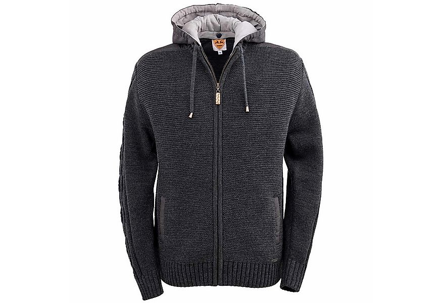 Maddox Trachtenstrickjacke MADDOX Herren 'Bruneck' mit Kapuze, Anthrazit günstig online kaufen