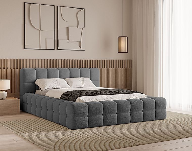 Chilly Möbel Polsterbett Verona Dunkelgrau Bouclé günstig online kaufen