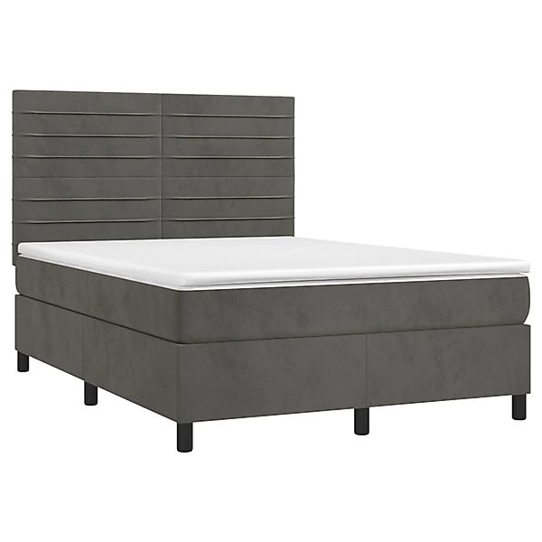 vidaXL Boxspringbett mit Matratze & LED Dunkelgrau 140x190 cm Samt 3136180 günstig online kaufen