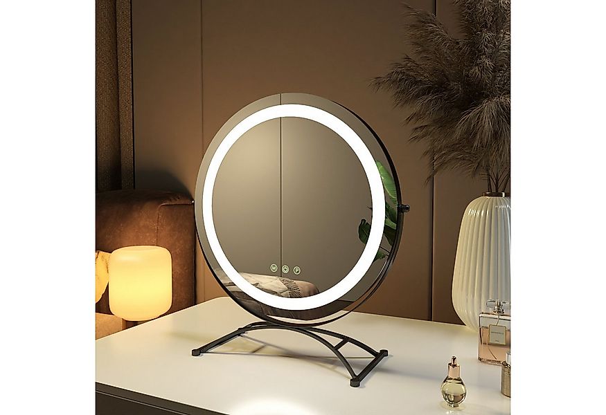 EMKE Kosmetikspiegel 360° Drehbar Schminkspiegel Runder Tischspiegel mit LE günstig online kaufen