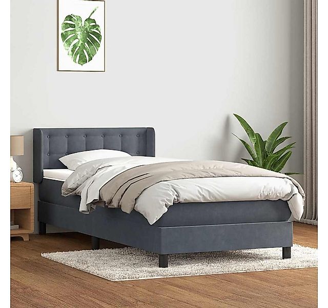 vidaXL Boxspringbett, Boxspringbett mit Matratze Dunkelgrau 80x210 cm Samt günstig online kaufen