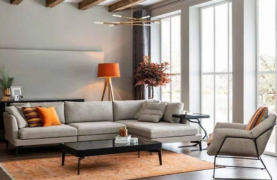 JVmoebel Ecksofa Sofagarnitur L-Form Couch Sessel Grau Sofa Modern Möbel Ec günstig online kaufen