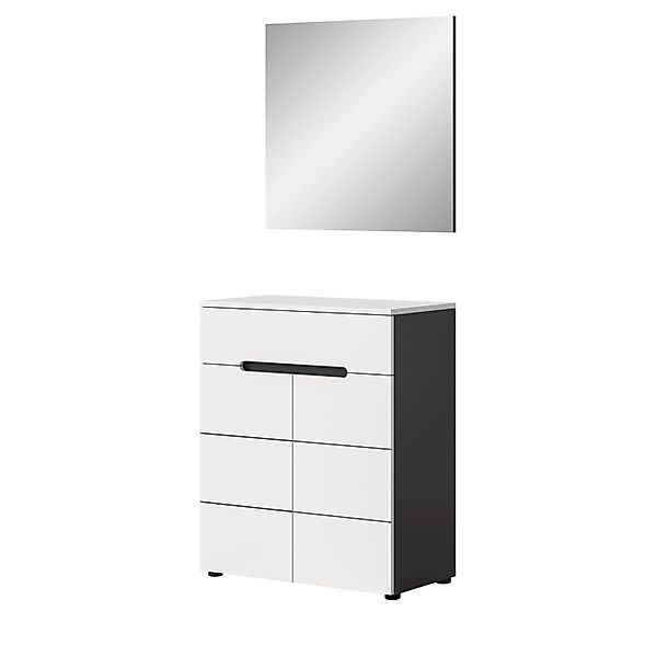 Inn.Furn Garderoben-Set 2-teilig in Weiß und Grau 80 cm Cooper günstig online kaufen