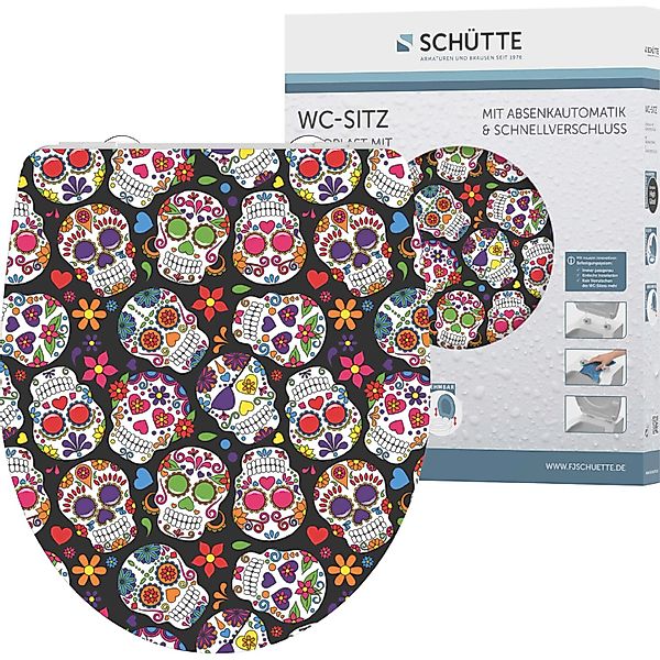 Schütte WC-Sitz Crazy Skull, Duroplast,mit Absenkautomatik und Schnellversc günstig online kaufen