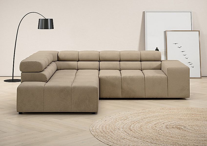 INOSIGN Ecksofa "Ancona, incl. Kopfteilverstellung + 3 Zierkissen, L-Form, günstig online kaufen